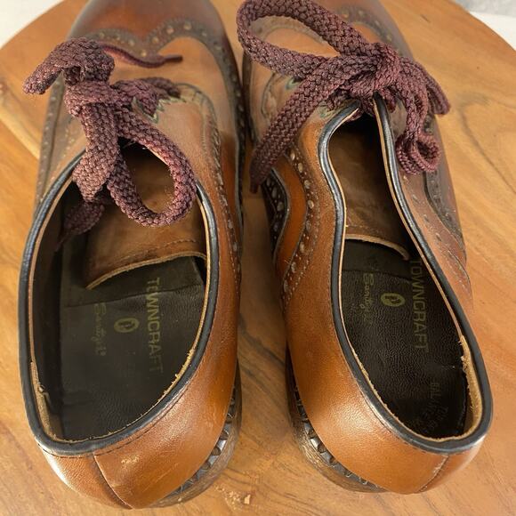 👞 Vintage 70s Two-Tone Brogue Oxfords Men’s 10 – Mod Rockabilly Style 🤎 - Picture 9 of 14